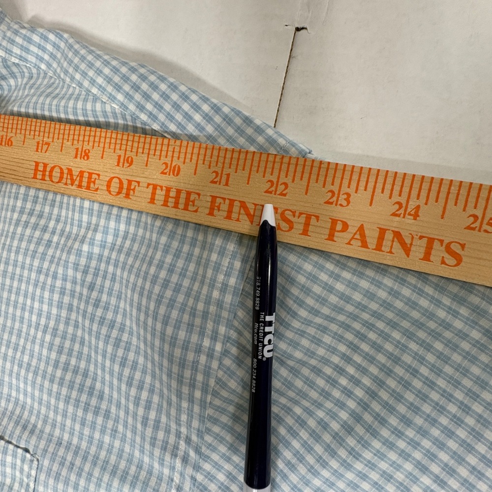 Van Heusen Men's XL (17–17.5) Blue Gingham Short Sleeve Button Down Shirt Pocket - Picture 3 of 11